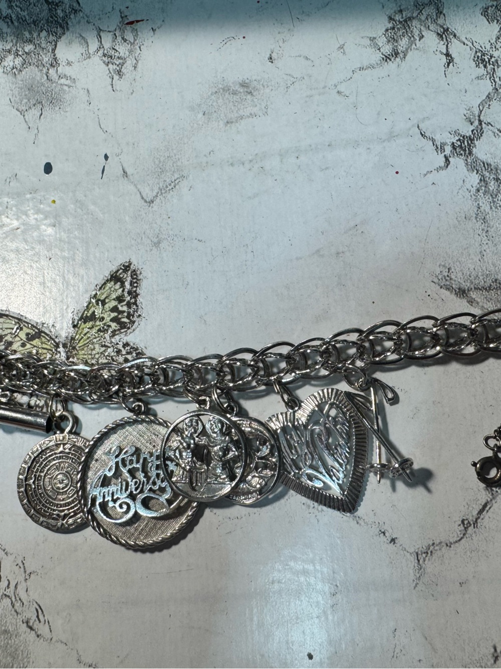 Vintage A&M Sterling Silver Charm Bracelet 7.25” 34.3g Aztec Calendar